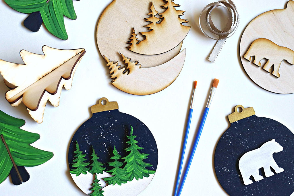 Home Paint Party for 3+ Guests | Set of 5 Winter Ornaments