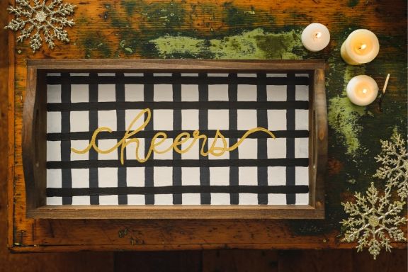 DIY in a BOX | White Plaid Serving Tray